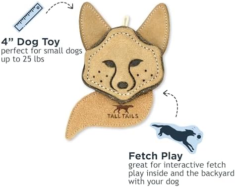 Tall Tails Dog Natural Leather Scrappy Fetch Toy for Dogs, Fox