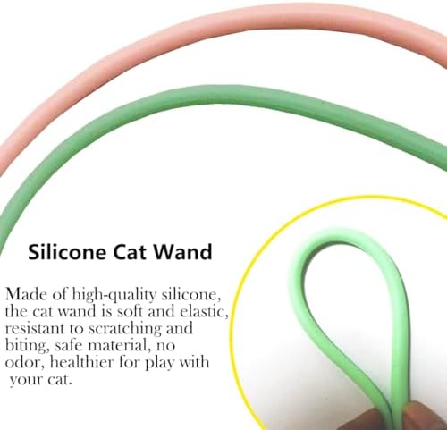 2PCS Retractable Wand Toys, Interactive Cat Wand Toy with Silicone Mouse Tail, 34.1” Long Interactive Feather Toy, Fishing Pole Toys Play and Exercise Teaser Stick for Indoor Cats and Kittens