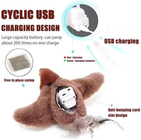 Yewmow Interactive Chirping Cat Toy,Flapping Wings Sound Toy