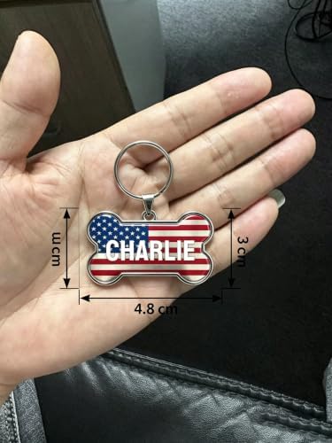 HSIAHOU Custom Pet ID Tags, Personalized Dog Tag Cat Tag(US Flag)
