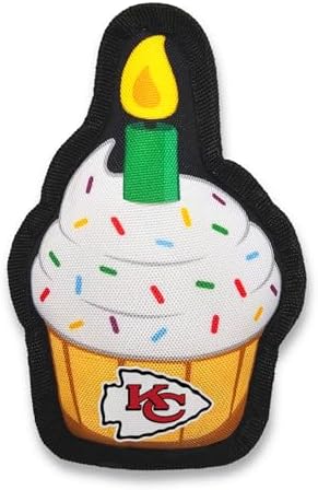 NFL Kansas City Chiefs Dog Birthday Party Set 10pcs with 1 Football Bandana Large/X-Large, 1 Crown Hat, 1 Banner, 1 Birthday Cake Toy & 6 B-Day Balloons, Dog Birthday Set, Costume, Fun Doggie Pawty