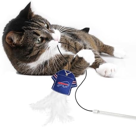 Pets First NFL Team Jersey Wand with CAT NIP, Cat Toy Jersey Shaped Plush Teaser Toy for Cats & Kittens - Interactive Pet Toy for Play & Exercise, Buffalo Bills