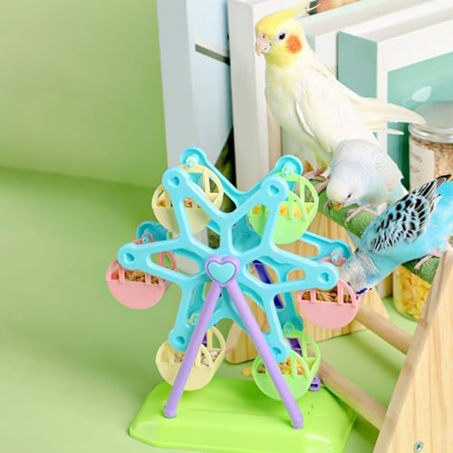 Parakeet Feeder, Bird Ferris Wheel Toy, Bird Toys for Parrots, Rotating Perch Foraging Interactive Feeder for Brain Game Smaller Bird
