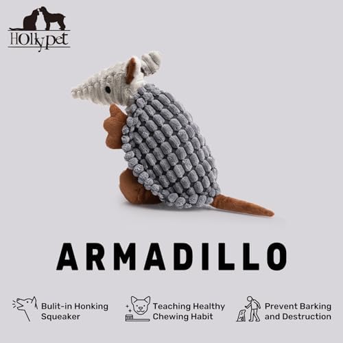 Hollypet Armadillo Squeaky Puppy Dog Toys for Small Medium Dogs, 8"