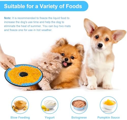 Lick Mat for Dogs Crate Lick Pad Slow Feeder for Crate Training （Blue）