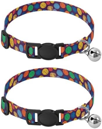 Colorful Doodle Circles Navy Easy to Wear Cats Collar 2 Pack Collar for Puppy