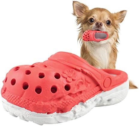 Natural Rubber Slipper Dog Chew Toy, Durable Teeth Cleaning Toy for Aggressive Chewers, Interactive Training Toy for Small Medium Puppies