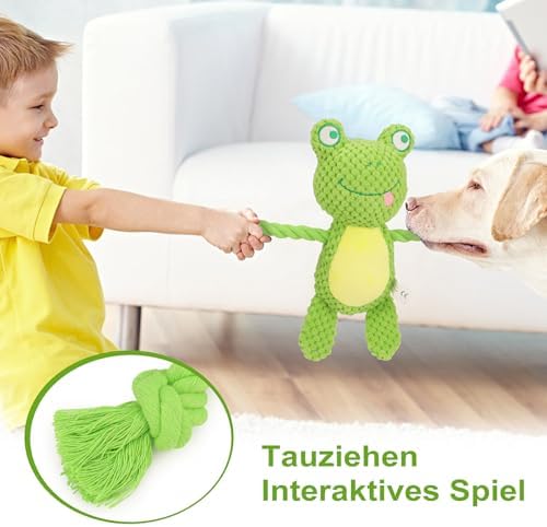 Dog Toys, Dog Squeaker Toys with Crinkle Paper(Green Frog)