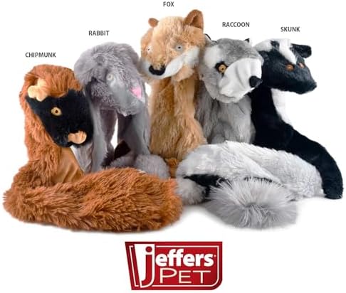 Jeffers Pet Thinnies, 21" | Unstuffed with No Squeaker with Rope | Raccoon