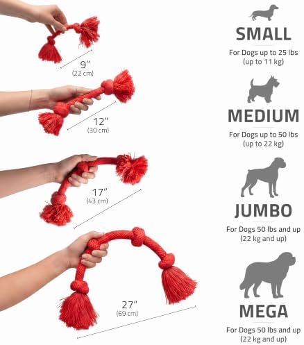 Playology Tug Rope Dog Toys for Large Breed Dogs - Mega Size, Beef Scent