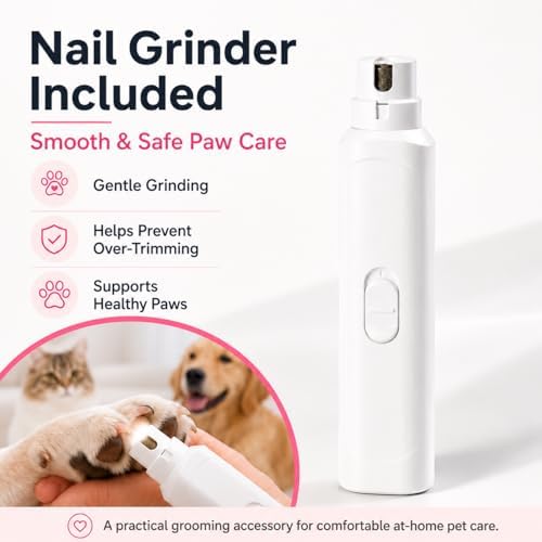 Dog Grooming Vacuum Kit with Clippers and Nail Grinder, 1.2L Pet Grooming Vacuum for Shedding, Low-Noise Dog Hair Vacuum with Grooming Brush for Home Cleaning Grooming,Dyson-Style Gray