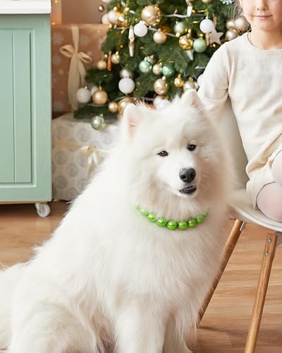 Chunky Pearl Dog Necklace (Beads 20mm),Elegant Classic Super Big Pearl Collar Necklace Accessories for Medium Large Dogs Occasions and Gatherings (Light Green, L(Neck Girth17''-18.5''))