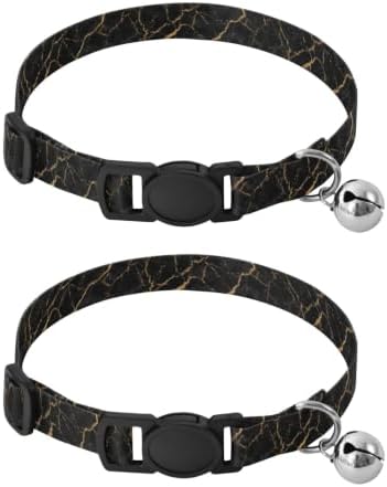 Black Marble Gold Pet Collar 2 Pack Comfortable Cat Collar Adjustable 10.6 to 17.1 Inches