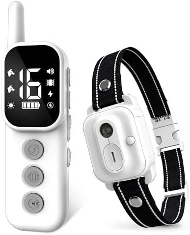 Dog Training Collar with Remote Control, 3300FT and 4 Training Modes Beep,Vibration,Safe Shock,LED Night Light,IPX7 Waterproof Rechargeable E-Collar for All Breeds (8-150 lbs)