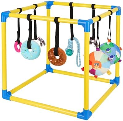 Liitrton Puppy Play Gym for Small Dogs with 8 Hanging Toys, Yellow