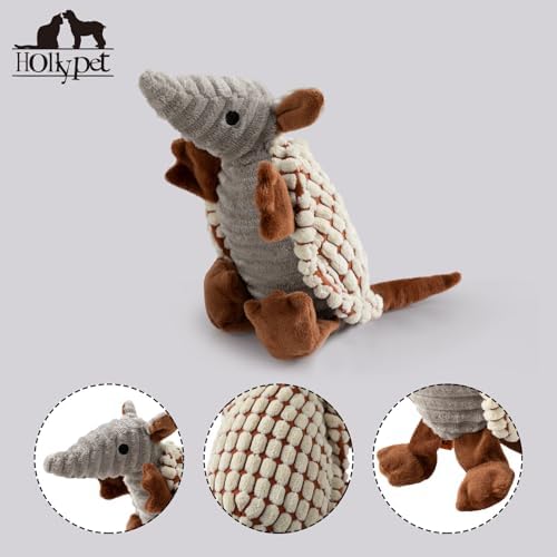 Hollypet Armadillo Squeaky Puppy Dog Toys for Small Medium Dogs, 8"
