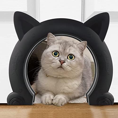 Wordcam X-Large Cat Door Interior Door for Pets 14-30lbs, No-Flap, Black | Easy to Install, No Lock, For Kitty and Small Dogs Passthrough, Hide Litter Box, Fit Indoor 0.8"-1.78"Hollow&Solid Wood Door