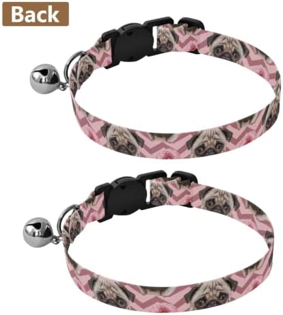 Cute Dog Donuts Pink Cat Collar 2 Pack Soft Polyester Pet Collar Adjustable Length 10.6" to 17.1"
