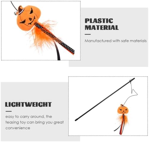 BESTOYARD Halloween Cat Wand Toys, Interactive Cat Teasing Stick Multifunctional Wand Toy Kitten Stick Funny Pet Launcher