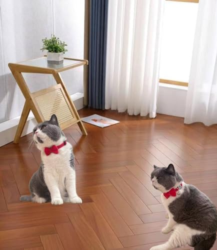 THAIN Personalized Cat Collar with Bell and Bowtie Breakaway QR Code Name Smart ID tag Quick Release Soft Comfortable Collar for Cats and Kittens (Red)