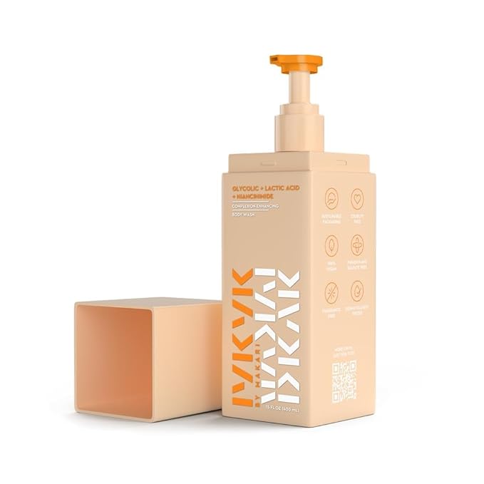 MAKARI IYKYK Gentle Exfoliating Body Wash 2 Pack | Glycolic & Lactic Acid Cleanser with Niacinamide | Smooths Dry Skin for Radiant-Looking Results | Vegan & Fragrance-Free