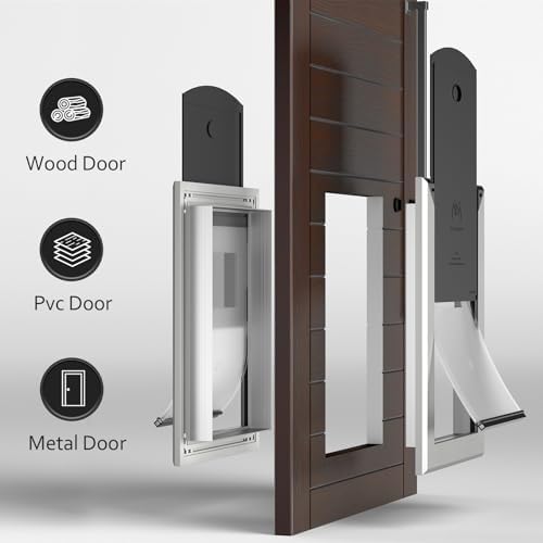 [Classicmacher] Aluminum Heavy Duty X-Large Dog Door Up to 200lbs Silver