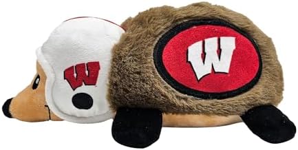 NCAA Wisconsin Badgers Plush Hedgehog Toy for Dogs & Cats, Cool Soft Pet Toy for Fun and Interactive Play, Dog Chew Toy with Squeaker, Licensed Hot Pet Toy