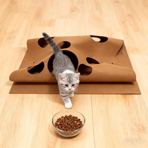Interactive Cat Tunnel Mat for Indoor Cat Cave Fun Activity Mat Foldable Kitten Play Mats and Play Pet Enrichment Toy for Small Pets