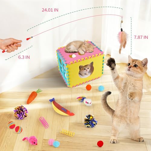49pcs Cat Toys for Indoor Cats, Interactive Cat Toy for Exercise & Sleeping