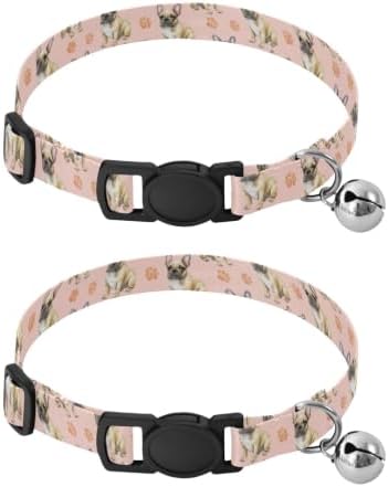 Watercolor French Bulldog Poses Easy to Clean Kitten Collars 2 Pack Collar for Kitten