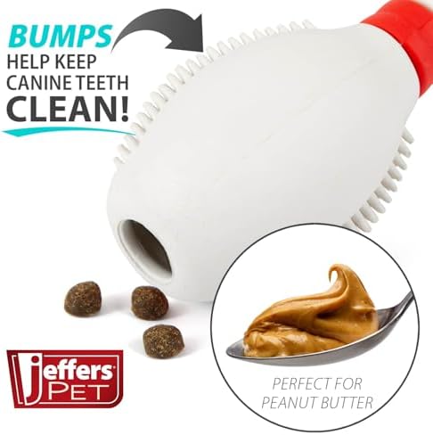 Jeffers Pet Natural Rubber Dog Chew Toy – Dental Bowling Pin, Medium – Treat Dispensing, Vanilla Scent, Durable, Non-Toxic, Dishwasher Safe, Interactive Fetch & Tug Toy - Perfect for Training