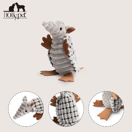 Hollypet Armadillo Squeaky Puppy Dog Toys for Small Medium Dogs, 6"
