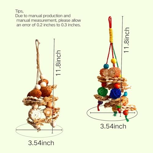 2pcs Bird Toys for Parakeets,Parrot Cage Chewing Hanging Toy