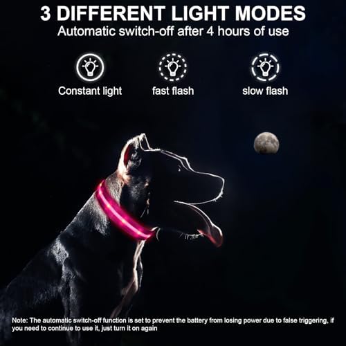 CHUKCHI LED Dog Collar Rechargeable,Waterproof Flashing Collar,Light Up Glow Collar, Adjustable Soft Safety Light Up for Small Medium Large Dogs Walking Camping at Night (Pink-M)