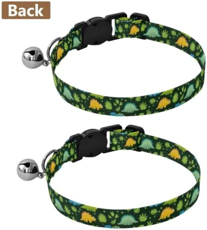 2 Pack Cat Collar Cute Cartoon Dinosaurs Dog Collar with Bell, Adjustable Length 10.6" to 17.1"