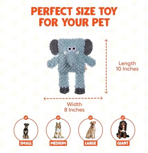 Block Heads Plush Dog Toy - Ruff Guard Technology - Oversized Squeaker Dog Squeaky Toys - Stuffingless Legs Design - Suitable for All Breeds - Interactive Perfect Bite-Size Shape for Thrashing Fun