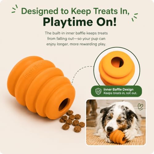 Green Sheep Enrichment Dog Ball for Medium to Large Dogs, Natural Rubber Treat Dispensing Chew Toy for Mental Stimulation & Boredom Relief, Interactive Dog Toys, Yellow