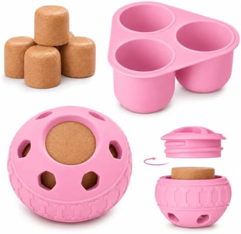 Frozen Treat Dog Toy Set with Freezer Tray, Interactive Rubber Chew Toy, Treat Ball Holder for Licking & Chewing, Dog Enrichment Toy to Keep Dogs Busy (Pink)