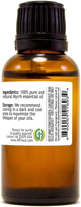 Myrrh Essential Oil - 1 fl oz (30 ml) Amber Glass Bottle w/Euro Dropper - 100% Pure Essential Oil - GreenHealth