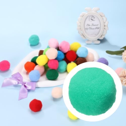 Cat Toy Pom Ball, Interactive Cat Ball Toys Fuzzy Pompoms (Plush, 1.2Inch, 30Pcs, Mint Green) for Kittens Pet Enrichment Training Play Indoor