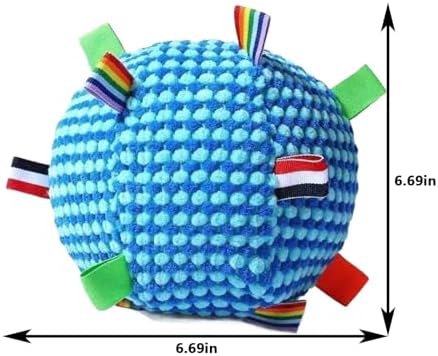 Dog Toys Balls, Interactive Dog Toys Dog Balls with Built-in Bell and Straps, Premium Soft Pet Toys Balls for Small Medium Pets Birthday Gifts, Indoor Outdoor Puppy Toy Ball, Blue (6.7 Inch)