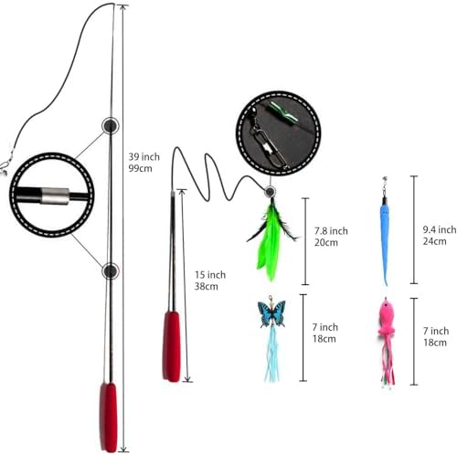Retractable Cat Toy Wand 12 Packs Interactive Cat Feather Toys