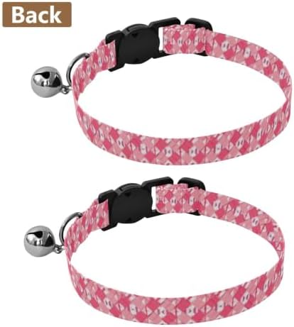 Gingham Checkered Cat Collars 2 Pack Collar for Puppy Adjustable 10.6 to 17.1 Inches