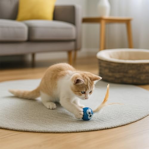 Pet Fit For Life Bouncing Balls Cat Toy with Feather - 4 Count Pack