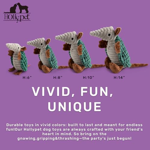Hollypet Armadillo Squeaky Puppy Dog Toys for Small Medium Dogs, 8"