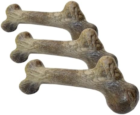 Pet Qwerks Dinosaur BarkBone - Nylon Dog Bone for Aggressive Chewers - Bacon Flavor - 9.75", Large (Pack of 3)