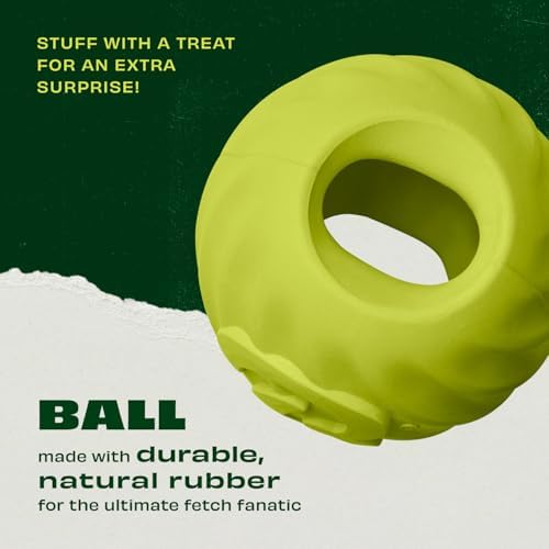 Benebone Natural Rubber Dog Ball, 1 Pack | Natural Rubber, Extra Bouncy, Tooth-Friendly, Great for Fetch, Boredom Buster, Dishwasher Safe, Long-Lasting