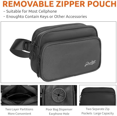 Runlight Dog Training Treat Pouch Fanny Pack,Dog Waist Belt,Dogs Walking Bag Crossbody with Poop Bags,Puppy Treat Bag Training Pouch (Black)