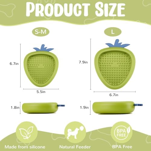 Freeze Dog Lick Bowl, Animire Non-Slip Slow Feeder Lick Mat for Dogs, Silicone Dog Enrichment Bowl for Distraction Anxiety Relief Boredom, BPA Free, Dishwasher Safe(Green,L)