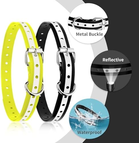 Dog Shock Collar Replacement Strap 2-Pack - Compatible with Jugbow, Garmin, Patpet | 3/4 Inch Adjustable TPU Collar for Dogs | Waterproof & Reflective Design for Training, Walking